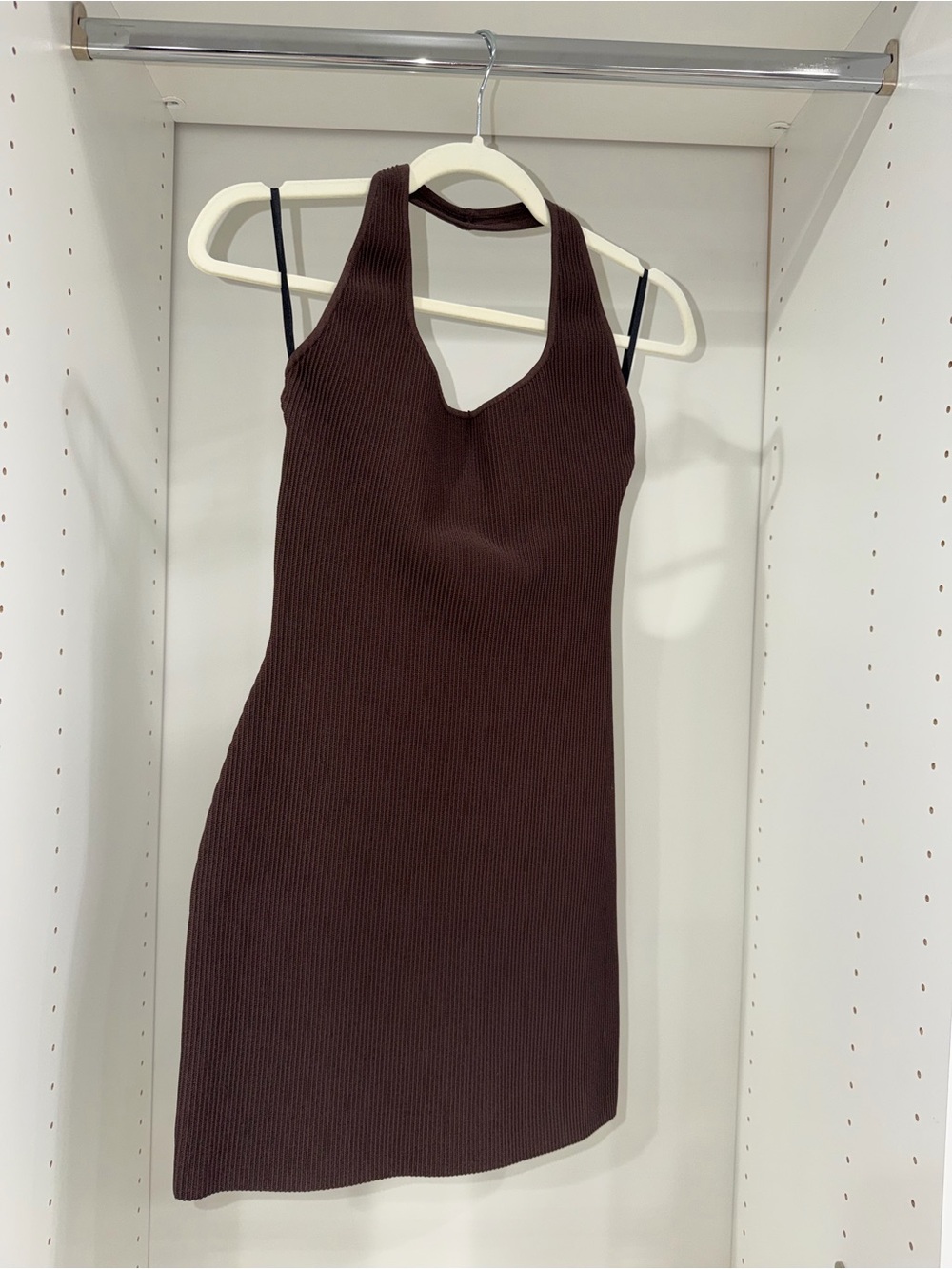 Aritzia Babaton  Sculpt Knit Backless Halter Dress – Rich Mocha – Size SP NWT